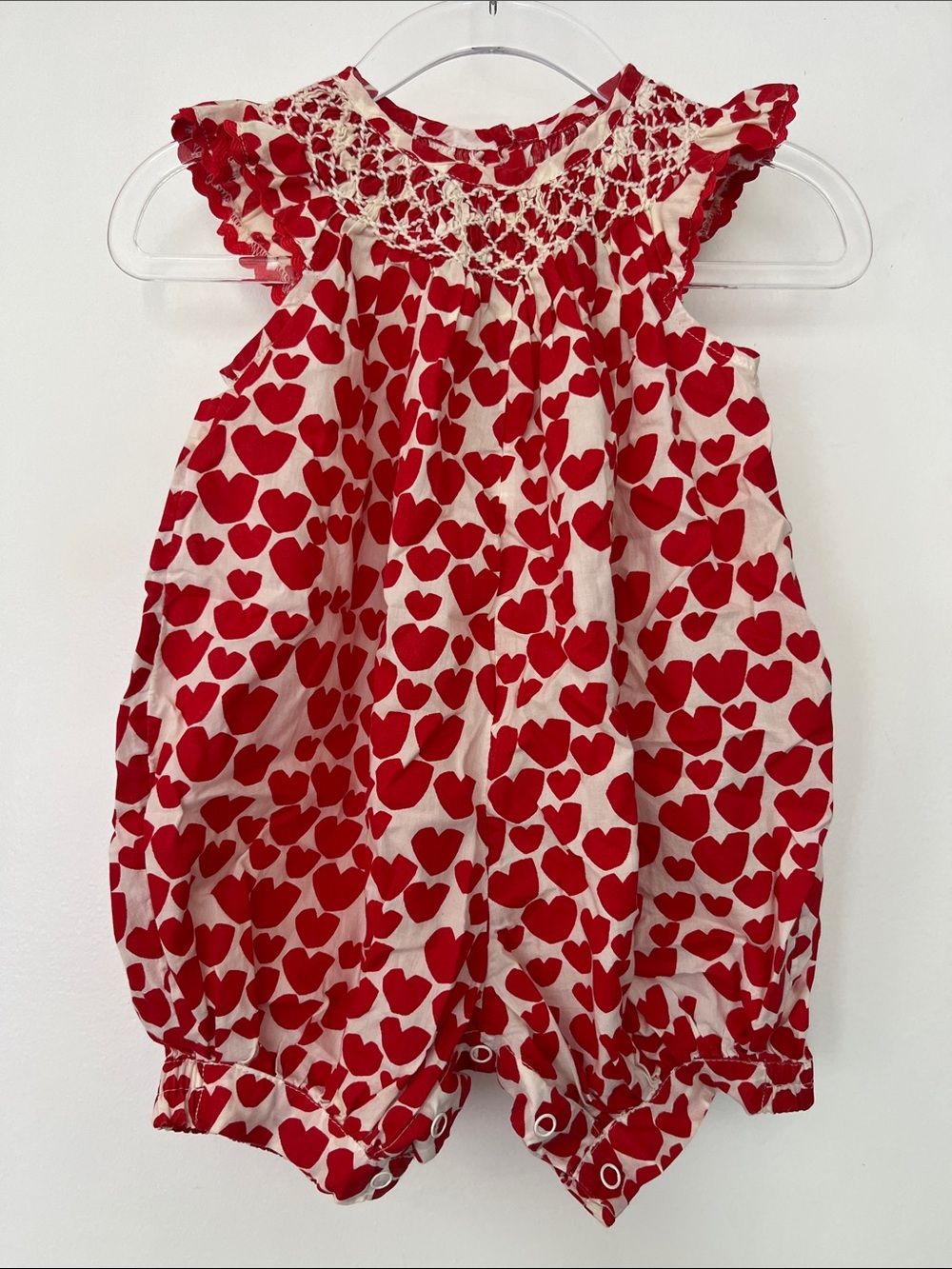 Stella McCartney Red and White Heart-Print Tank Romper